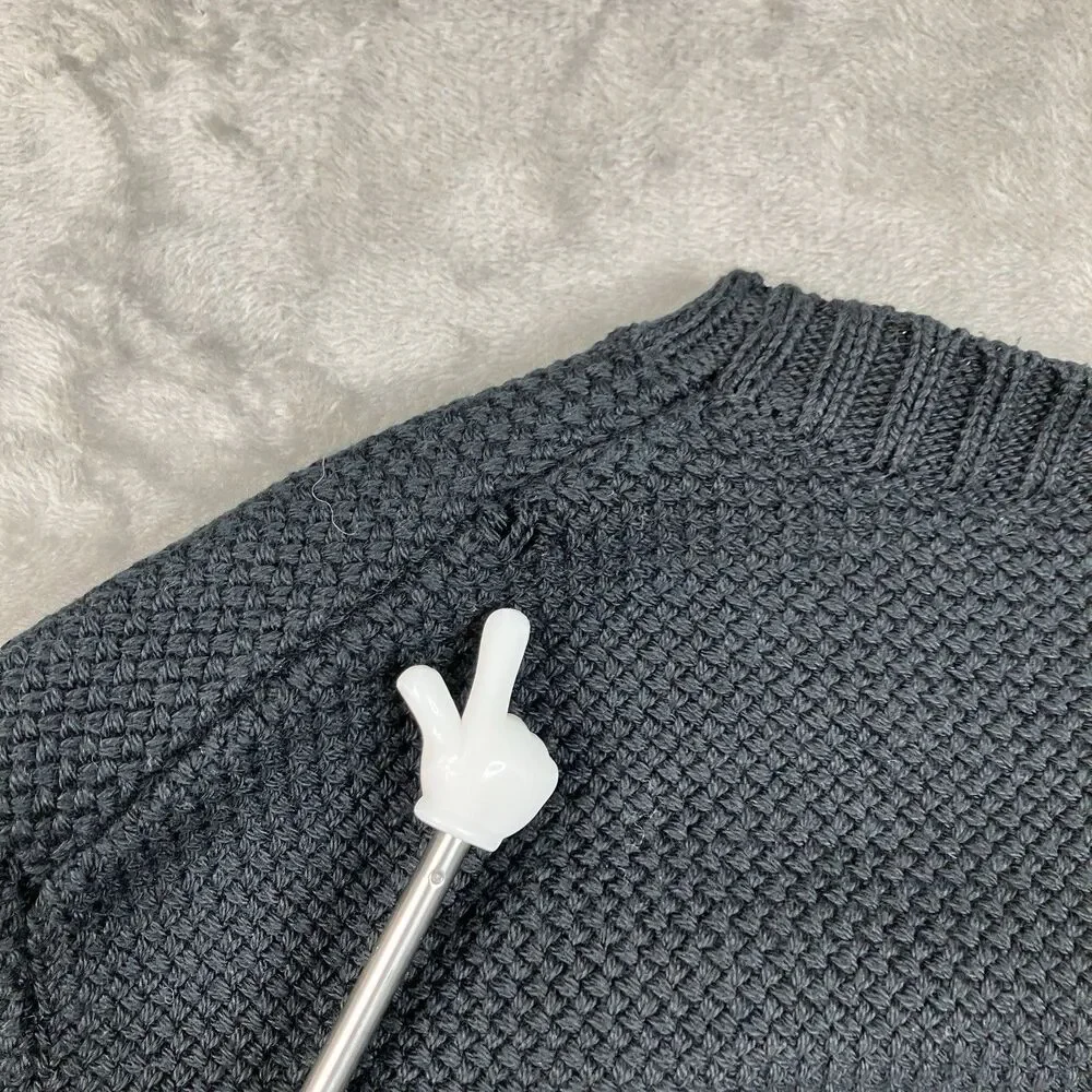J Crew Sweater Mens S Black Premium Basket-stitch Crewneck Cotton Preppy Fall